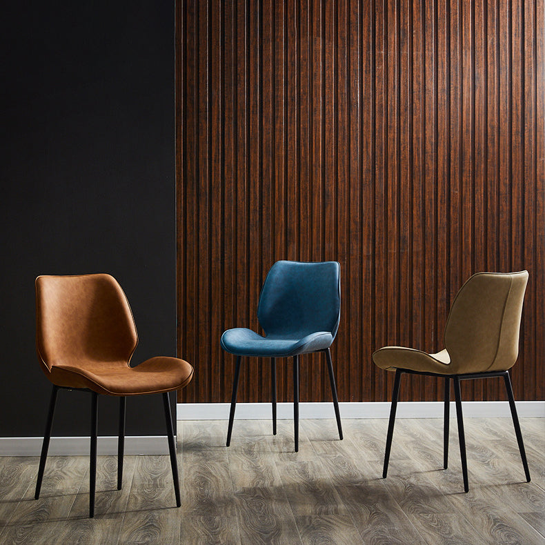 Contemporary Style Metal Dining Room Chair Solid Back Chair with Black Legs Clearhalo ' kitchen&dining_furn' 'Dining Chairs' 'Dining Tables & Seating' 'dining_chair' 'furn' 'furn_dining_chair' 'Furniture' 'furniture_dining_chair' 'Kitchen & Dining Furniture' 'kitchen' 3541196