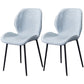 Contemporary Style Metal Dining Room Chair Solid Back Chair with Black Legs Sky Blue PU 2 Piece Set Clearhalo ' kitchen&dining_furn' 'Dining Chairs' 'Dining Tables & Seating' 'dining_chair' 'furn' 'furn_dining_chair' 'Furniture' 'furniture_dining_chair' 'Kitchen & Dining Furniture' 'kitchen' 3541211