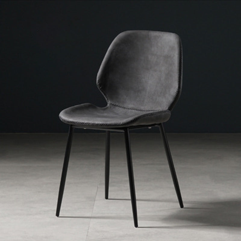 Contemporary Style Metal Dining Room Chair Solid Back Chair with Black Legs Dark Gray Woven 1 Piece Clearhalo ' kitchen&dining_furn' 'Dining Chairs' 'Dining Tables & Seating' 'dining_chair' 'furn' 'furn_dining_chair' 'Furniture' 'furniture_dining_chair' 'Kitchen & Dining Furniture' 'kitchen' 3541213