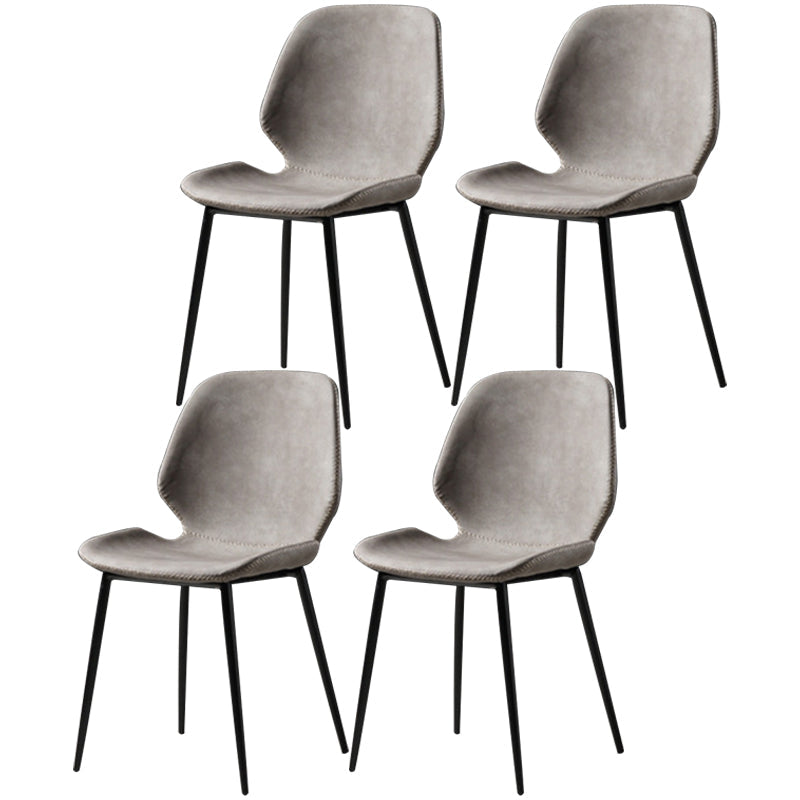 Contemporary Style Metal Dining Room Chair Solid Back Chair with Black Legs Grey Woven 4 Piece Set Clearhalo ' kitchen&dining_furn' 'Dining Chairs' 'Dining Tables & Seating' 'dining_chair' 'furn' 'furn_dining_chair' 'Furniture' 'furniture_dining_chair' 'Kitchen & Dining Furniture' 'kitchen' 3541218