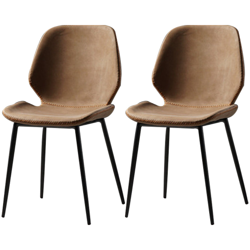 Contemporary Style Metal Dining Room Chair Solid Back Chair with Black Legs Light Brown Woven 2 Piece Set Clearhalo ' kitchen&dining_furn' 'Dining Chairs' 'Dining Tables & Seating' 'dining_chair' 'furn' 'furn_dining_chair' 'Furniture' 'furniture_dining_chair' 'Kitchen & Dining Furniture' 'kitchen' 3541220