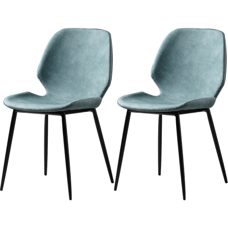 Contemporary Style Metal Dining Room Chair Solid Back Chair with Black Legs Navy Blue Woven 2 Piece Set Clearhalo ' kitchen&dining_furn' 'Dining Chairs' 'Dining Tables & Seating' 'dining_chair' 'furn' 'furn_dining_chair' 'Furniture' 'furniture_dining_chair' 'Kitchen & Dining Furniture' 'kitchen' 3541223