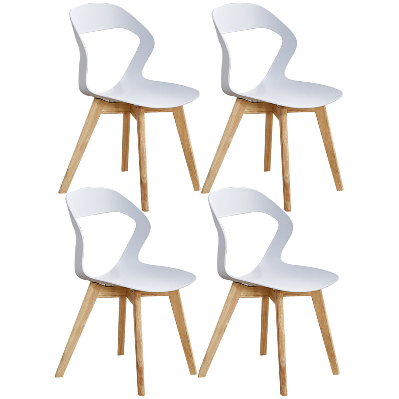 Scandinavian Home Side Chair Indoor Open Back Plastic Dining Room Chair Set White 4 Piece Set Wood Clearhalo ' kitchen&dining_furn' 'Dining Chairs' 'Dining Tables & Seating' 'dining_chair' 'furn' 'furn_dining_chair' 'Furniture' 'furniture_dining_chair' 'Kitchen & Dining Furniture' 'kitchen' 3541226