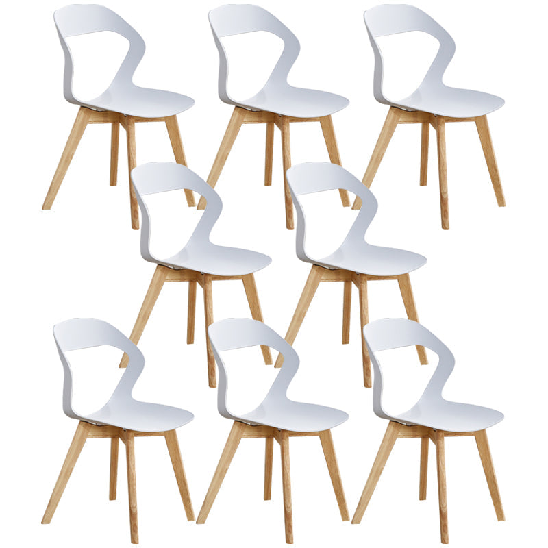 Scandinavian Home Side Chair Indoor Open Back Plastic Dining Room Chair Set White 8 Piece Set Wood Clearhalo ' kitchen&dining_furn' 'Dining Chairs' 'Dining Tables & Seating' 'dining_chair' 'furn' 'furn_dining_chair' 'Furniture' 'furniture_dining_chair' 'Kitchen & Dining Furniture' 'kitchen' 3541228