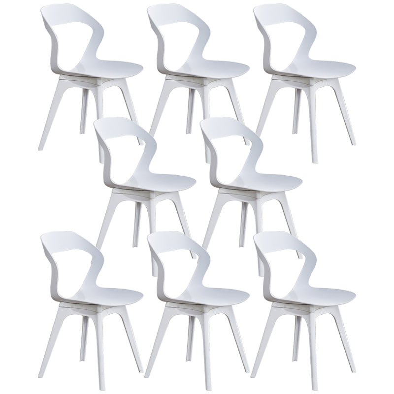 Scandinavian Home Side Chair Indoor Open Back Plastic Dining Room Chair Set White 8 Piece Set Plastic Clearhalo ' kitchen&dining_furn' 'Dining Chairs' 'Dining Tables & Seating' 'dining_chair' 'furn' 'furn_dining_chair' 'Furniture' 'furniture_dining_chair' 'Kitchen & Dining Furniture' 'kitchen' 3541232