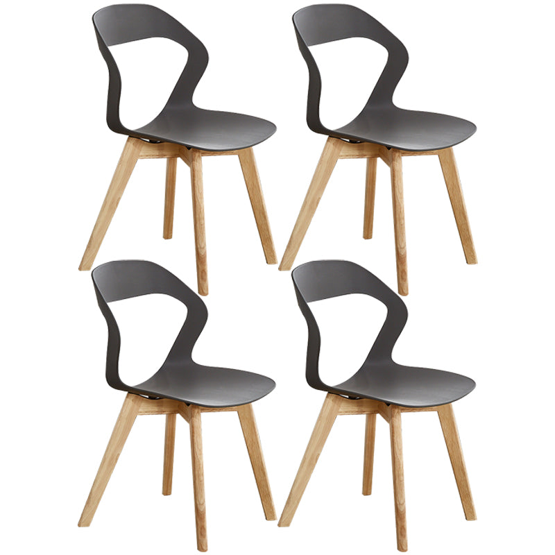 Scandinavian Home Side Chair Indoor Open Back Plastic Dining Room Chair Set Grey 4 Piece Set Wood Clearhalo ' kitchen&dining_furn' 'Dining Chairs' 'Dining Tables & Seating' 'dining_chair' 'furn' 'furn_dining_chair' 'Furniture' 'furniture_dining_chair' 'Kitchen & Dining Furniture' 'kitchen' 3541234