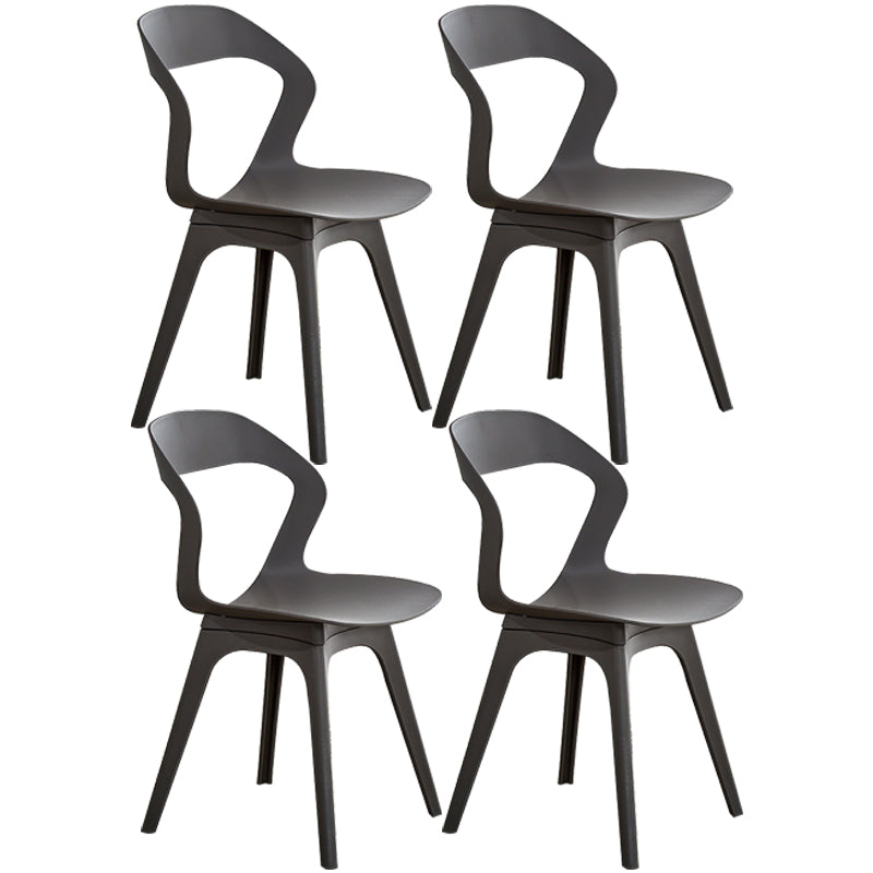 Scandinavian Home Side Chair Indoor Open Back Plastic Dining Room Chair Set Grey 4 Piece Set Plastic Clearhalo ' kitchen&dining_furn' 'Dining Chairs' 'Dining Tables & Seating' 'dining_chair' 'furn' 'furn_dining_chair' 'Furniture' 'furniture_dining_chair' 'Kitchen & Dining Furniture' 'kitchen' 3541237