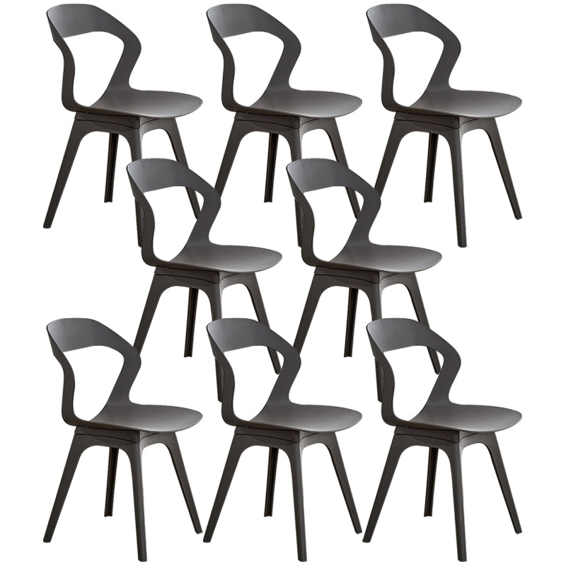 Scandinavian Home Side Chair Indoor Open Back Plastic Dining Room Chair Set Grey 8 Piece Set Plastic Clearhalo ' kitchen&dining_furn' 'Dining Chairs' 'Dining Tables & Seating' 'dining_chair' 'furn' 'furn_dining_chair' 'Furniture' 'furniture_dining_chair' 'Kitchen & Dining Furniture' 'kitchen' 3541240