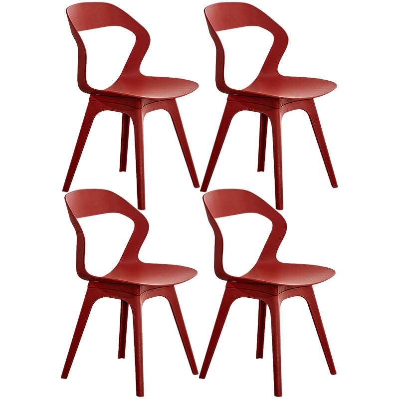 Scandinavian Home Side Chair Indoor Open Back Plastic Dining Room Chair Set Red 4 Piece Set Plastic Clearhalo ' kitchen&dining_furn' 'Dining Chairs' 'Dining Tables & Seating' 'dining_chair' 'furn' 'furn_dining_chair' 'Furniture' 'furniture_dining_chair' 'Kitchen & Dining Furniture' 'kitchen' 3541242