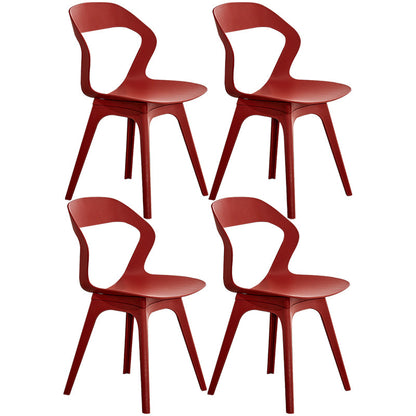 Scandinavian Home Side Chair Indoor Open Back Plastic Dining Room Chair Set Red 4 Piece Set Plastic Clearhalo ' kitchen&dining_furn' 'Dining Chairs' 'Dining Tables & Seating' 'dining_chair' 'furn' 'furn_dining_chair' 'Furniture' 'furniture_dining_chair' 'Kitchen & Dining Furniture' 'kitchen' 3541242