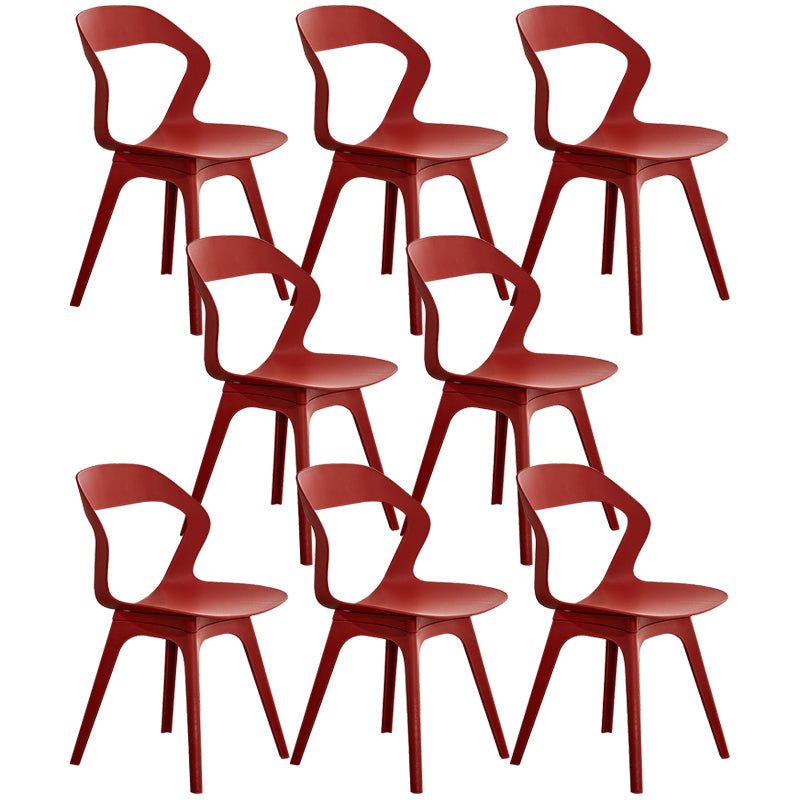Scandinavian Home Side Chair Indoor Open Back Plastic Dining Room Chair Set Red 8 Piece Set Plastic Clearhalo ' kitchen&dining_furn' 'Dining Chairs' 'Dining Tables & Seating' 'dining_chair' 'furn' 'furn_dining_chair' 'Furniture' 'furniture_dining_chair' 'Kitchen & Dining Furniture' 'kitchen' 3541244