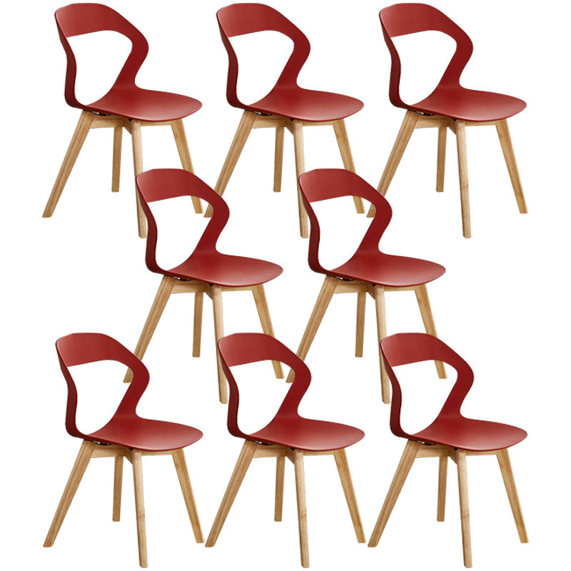 Scandinavian Home Side Chair Indoor Open Back Plastic Dining Room Chair Set Red 8 Piece Set Wood Clearhalo ' kitchen&dining_furn' 'Dining Chairs' 'Dining Tables & Seating' 'dining_chair' 'furn' 'furn_dining_chair' 'Furniture' 'furniture_dining_chair' 'Kitchen & Dining Furniture' 'kitchen' 3541247