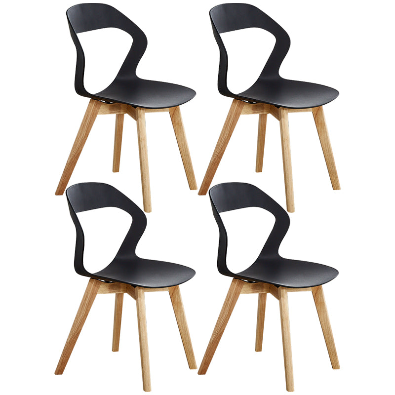 Scandinavian Home Side Chair Indoor Open Back Plastic Dining Room Chair Set Black 4 Piece Set Wood Clearhalo ' kitchen&dining_furn' 'Dining Chairs' 'Dining Tables & Seating' 'dining_chair' 'furn' 'furn_dining_chair' 'Furniture' 'furniture_dining_chair' 'Kitchen & Dining Furniture' 'kitchen' 3541248