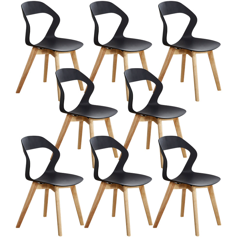 Scandinavian Home Side Chair Indoor Open Back Plastic Dining Room Chair Set Black 8 Piece Set Wood Clearhalo ' kitchen&dining_furn' 'Dining Chairs' 'Dining Tables & Seating' 'dining_chair' 'furn' 'furn_dining_chair' 'Furniture' 'furniture_dining_chair' 'Kitchen & Dining Furniture' 'kitchen' 3541249