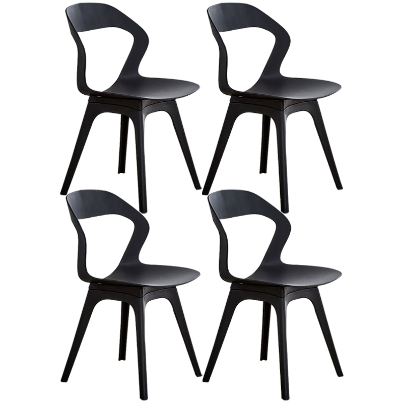 Scandinavian Home Side Chair Indoor Open Back Plastic Dining Room Chair Set Black 4 Piece Set Plastic Clearhalo ' kitchen&dining_furn' 'Dining Chairs' 'Dining Tables & Seating' 'dining_chair' 'furn' 'furn_dining_chair' 'Furniture' 'furniture_dining_chair' 'Kitchen & Dining Furniture' 'kitchen' 3541250