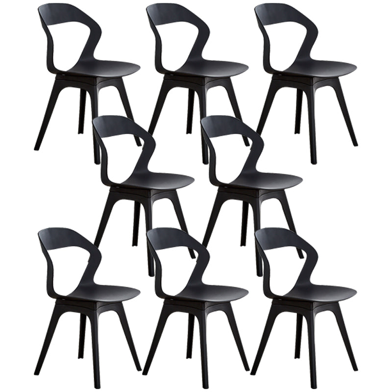 Scandinavian Home Side Chair Indoor Open Back Plastic Dining Room Chair Set Black 8 Piece Set Plastic Clearhalo ' kitchen&dining_furn' 'Dining Chairs' 'Dining Tables & Seating' 'dining_chair' 'furn' 'furn_dining_chair' 'Furniture' 'furniture_dining_chair' 'Kitchen & Dining Furniture' 'kitchen' 3541251
