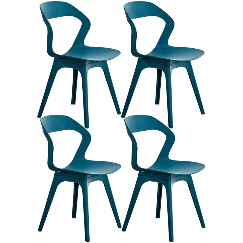 Scandinavian Home Side Chair Indoor Open Back Plastic Dining Room Chair Set Blue 4 Piece Set Plastic Clearhalo ' kitchen&dining_furn' 'Dining Chairs' 'Dining Tables & Seating' 'dining_chair' 'furn' 'furn_dining_chair' 'Furniture' 'furniture_dining_chair' 'Kitchen & Dining Furniture' 'kitchen' 3541252