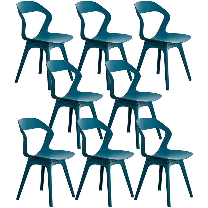 Scandinavian Home Side Chair Indoor Open Back Plastic Dining Room Chair Set Blue 8 Piece Set Plastic Clearhalo ' kitchen&dining_furn' 'Dining Chairs' 'Dining Tables & Seating' 'dining_chair' 'furn' 'furn_dining_chair' 'Furniture' 'furniture_dining_chair' 'Kitchen & Dining Furniture' 'kitchen' 3541253