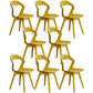 Scandinavian Home Side Chair Indoor Open Back Plastic Dining Room Chair Set Yellow 8 Piece Set Plastic Clearhalo ' kitchen&dining_furn' 'Dining Chairs' 'Dining Tables & Seating' 'dining_chair' 'furn' 'furn_dining_chair' 'Furniture' 'furniture_dining_chair' 'Kitchen & Dining Furniture' 'kitchen' 3541257