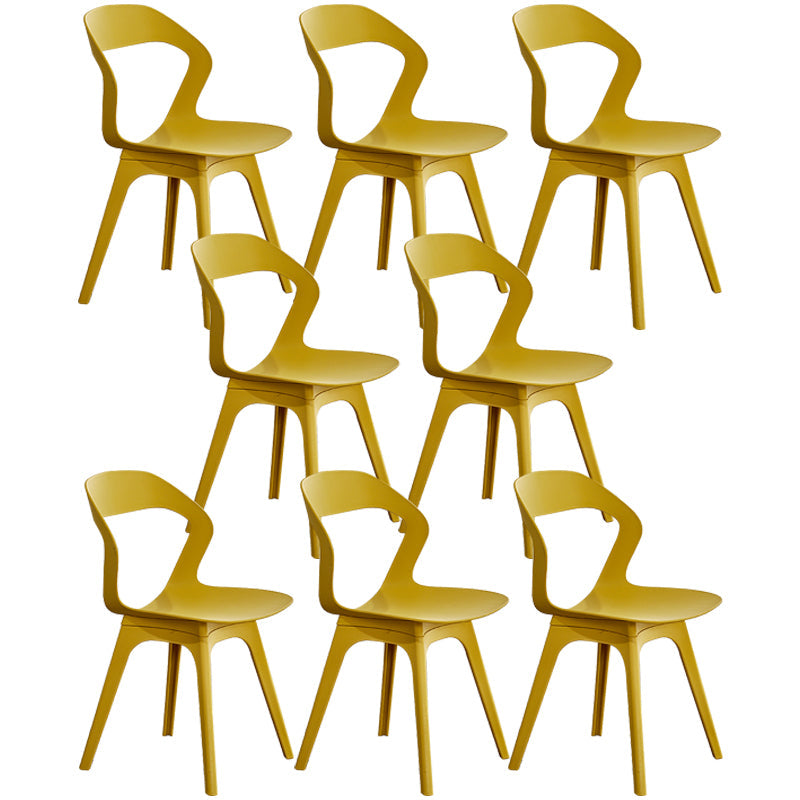 Scandinavian Home Side Chair Indoor Open Back Plastic Dining Room Chair Set Yellow 8 Piece Set Plastic Clearhalo ' kitchen&dining_furn' 'Dining Chairs' 'Dining Tables & Seating' 'dining_chair' 'furn' 'furn_dining_chair' 'Furniture' 'furniture_dining_chair' 'Kitchen & Dining Furniture' 'kitchen' 3541257