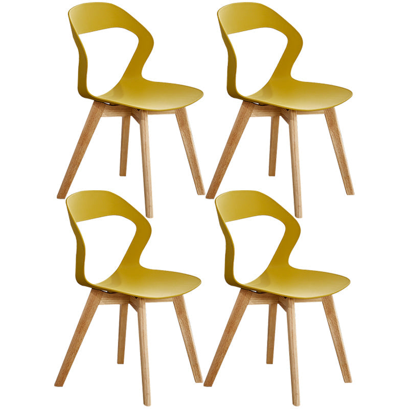 Scandinavian Home Side Chair Indoor Open Back Plastic Dining Room Chair Set Yellow 4 Piece Set Wood Clearhalo ' kitchen&dining_furn' 'Dining Chairs' 'Dining Tables & Seating' 'dining_chair' 'furn' 'furn_dining_chair' 'Furniture' 'furniture_dining_chair' 'Kitchen & Dining Furniture' 'kitchen' 3541258