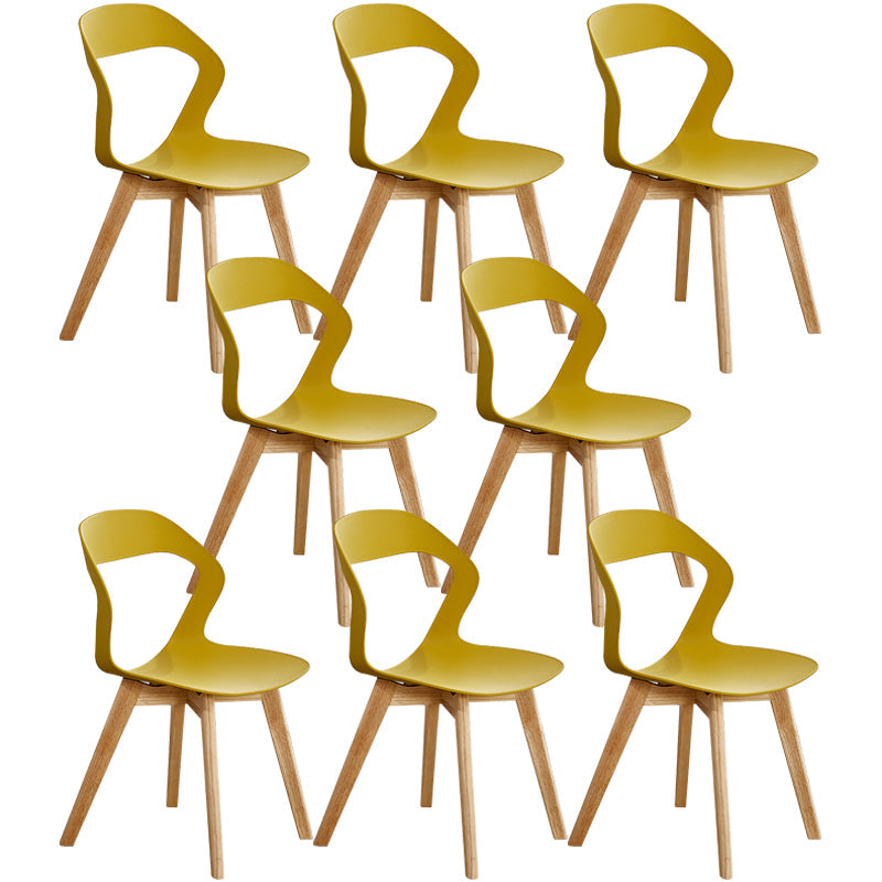 Scandinavian Home Side Chair Indoor Open Back Plastic Dining Room Chair Set Yellow 8 Piece Set Wood Clearhalo ' kitchen&dining_furn' 'Dining Chairs' 'Dining Tables & Seating' 'dining_chair' 'furn' 'furn_dining_chair' 'Furniture' 'furniture_dining_chair' 'Kitchen & Dining Furniture' 'kitchen' 3541259