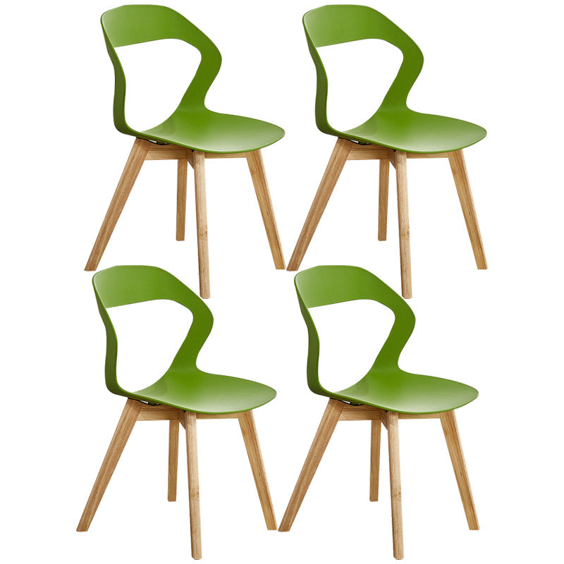 Scandinavian Home Side Chair Indoor Open Back Plastic Dining Room Chair Set Green 4 Piece Set Wood Clearhalo ' kitchen&dining_furn' 'Dining Chairs' 'Dining Tables & Seating' 'dining_chair' 'furn' 'furn_dining_chair' 'Furniture' 'furniture_dining_chair' 'Kitchen & Dining Furniture' 'kitchen' 3541260