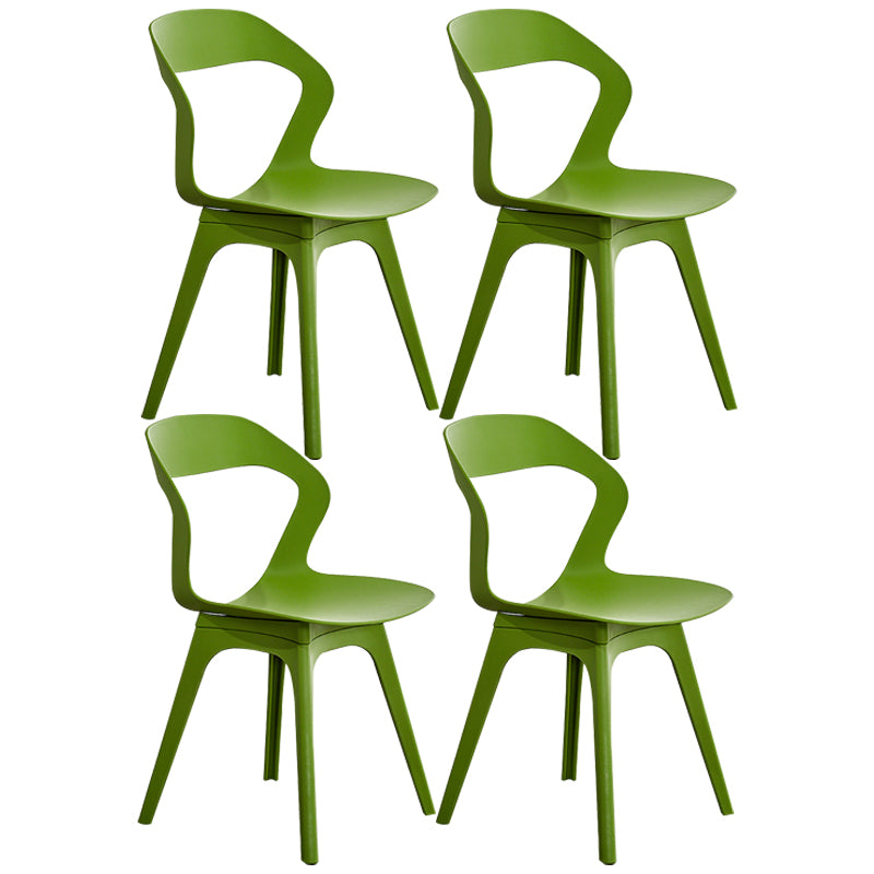 Scandinavian Home Side Chair Indoor Open Back Plastic Dining Room Chair Set Green 4 Piece Set Plastic Clearhalo ' kitchen&dining_furn' 'Dining Chairs' 'Dining Tables & Seating' 'dining_chair' 'furn' 'furn_dining_chair' 'Furniture' 'furniture_dining_chair' 'Kitchen & Dining Furniture' 'kitchen' 3541262