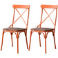 Industrial Coffee Shop Metal Side Chair Black Cross Back Folding Chair Orange Wood 2 Piece Set Clearhalo ' kitchen&dining_furn' 'Dining Chairs' 'Dining Tables & Seating' 'dining_chair' 'furn' 'furn_dining_chair' 'Furniture' 'furniture_dining_chair' 'Kitchen & Dining Furniture' 'kitchen' 3541306