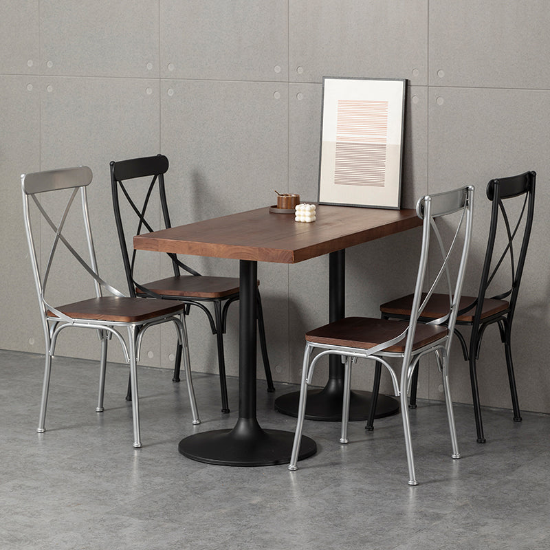 Industrial Coffee Shop Metal Side Chair Black Cross Back Folding Chair Clearhalo ' kitchen&dining_furn' 'Dining Chairs' 'Dining Tables & Seating' 'dining_chair' 'furn' 'furn_dining_chair' 'Furniture' 'furniture_dining_chair' 'Kitchen & Dining Furniture' 'kitchen' 3541307