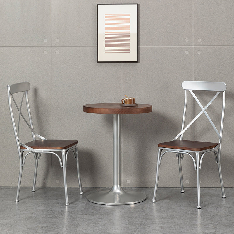 Industrial Coffee Shop Metal Side Chair Black Cross Back Folding Chair Clearhalo ' kitchen&dining_furn' 'Dining Chairs' 'Dining Tables & Seating' 'dining_chair' 'furn' 'furn_dining_chair' 'Furniture' 'furniture_dining_chair' 'Kitchen & Dining Furniture' 'kitchen' 3541309