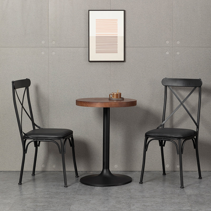 Industrial Coffee Shop Metal Side Chair Black Cross Back Folding Chair Clearhalo ' kitchen&dining_furn' 'Dining Chairs' 'Dining Tables & Seating' 'dining_chair' 'furn' 'furn_dining_chair' 'Furniture' 'furniture_dining_chair' 'Kitchen & Dining Furniture' 'kitchen' 3541311