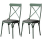 Industrial Coffee Shop Metal Side Chair Black Cross Back Folding Chair Blackish Green Leather 2 Piece Set Clearhalo ' kitchen&dining_furn' 'Dining Chairs' 'Dining Tables & Seating' 'dining_chair' 'furn' 'furn_dining_chair' 'Furniture' 'furniture_dining_chair' 'Kitchen & Dining Furniture' 'kitchen' 3541317