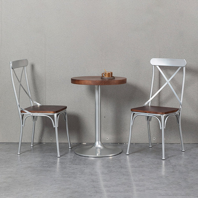 Industrial Coffee Shop Metal Side Chair Black Cross Back Folding Chair Clearhalo ' kitchen&dining_furn' 'Dining Chairs' 'Dining Tables & Seating' 'dining_chair' 'furn' 'furn_dining_chair' 'Furniture' 'furniture_dining_chair' 'Kitchen & Dining Furniture' 'kitchen' 3541326