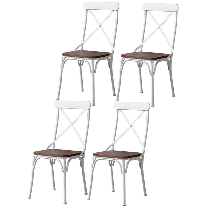 Industrial Coffee Shop Metal Side Chair Black Cross Back Folding Chair White Wood 4 Piece Set Clearhalo ' kitchen&dining_furn' 'Dining Chairs' 'Dining Tables & Seating' 'dining_chair' 'furn' 'furn_dining_chair' 'Furniture' 'furniture_dining_chair' 'Kitchen & Dining Furniture' 'kitchen' 3541331
