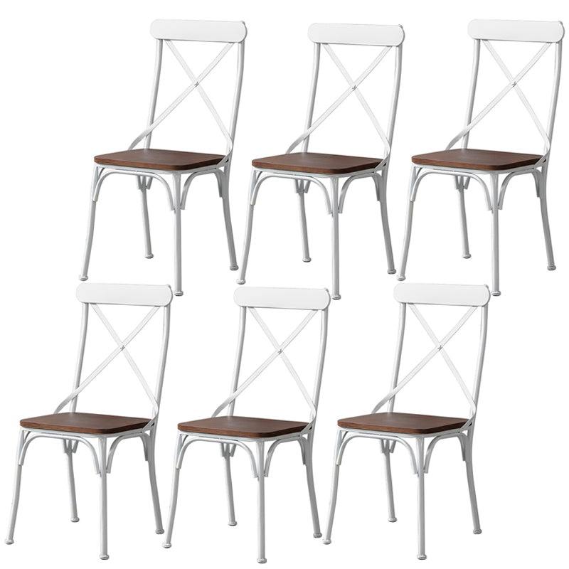 Industrial Coffee Shop Metal Side Chair Black Cross Back Folding Chair White Wood 6 Piece Set Clearhalo ' kitchen&dining_furn' 'Dining Chairs' 'Dining Tables & Seating' 'dining_chair' 'furn' 'furn_dining_chair' 'Furniture' 'furniture_dining_chair' 'Kitchen & Dining Furniture' 'kitchen' 3541332