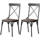 Industrial Coffee Shop Metal Side Chair Black Cross Back Folding Chair Black Wood 2 Piece Set Clearhalo ' kitchen&dining_furn' 'Dining Chairs' 'Dining Tables & Seating' 'dining_chair' 'furn' 'furn_dining_chair' 'Furniture' 'furniture_dining_chair' 'Kitchen & Dining Furniture' 'kitchen' 3541336
