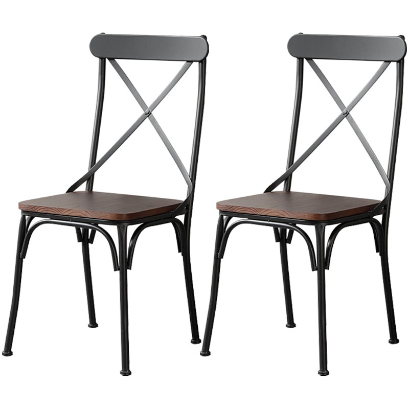 Industrial Coffee Shop Metal Side Chair Black Cross Back Folding Chair Black Wood 2 Piece Set Clearhalo ' kitchen&dining_furn' 'Dining Chairs' 'Dining Tables & Seating' 'dining_chair' 'furn' 'furn_dining_chair' 'Furniture' 'furniture_dining_chair' 'Kitchen & Dining Furniture' 'kitchen' 3541336