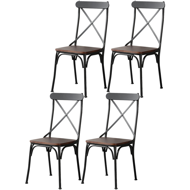 Industrial Coffee Shop Metal Side Chair Black Cross Back Folding Chair Black Wood 4 Piece Set Clearhalo ' kitchen&dining_furn' 'Dining Chairs' 'Dining Tables & Seating' 'dining_chair' 'furn' 'furn_dining_chair' 'Furniture' 'furniture_dining_chair' 'Kitchen & Dining Furniture' 'kitchen' 3541337