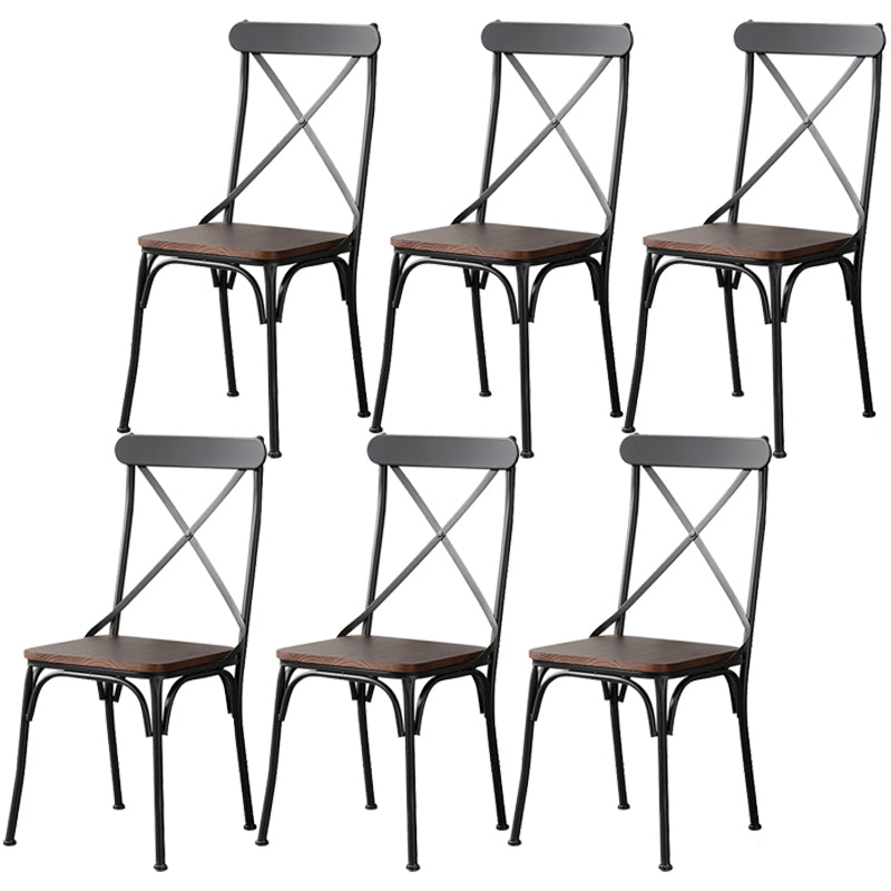 Industrial Coffee Shop Metal Side Chair Black Cross Back Folding Chair Black Wood 6 Piece Set Clearhalo ' kitchen&dining_furn' 'Dining Chairs' 'Dining Tables & Seating' 'dining_chair' 'furn' 'furn_dining_chair' 'Furniture' 'furniture_dining_chair' 'Kitchen & Dining Furniture' 'kitchen' 3541338
