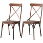 Industrial Coffee Shop Metal Side Chair Black Cross Back Folding Chair Brown Wood 2 Piece Set Clearhalo ' kitchen&dining_furn' 'Dining Chairs' 'Dining Tables & Seating' 'dining_chair' 'furn' 'furn_dining_chair' 'Furniture' 'furniture_dining_chair' 'Kitchen & Dining Furniture' 'kitchen' 3541339