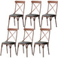 Industrial Coffee Shop Metal Side Chair Black Cross Back Folding Chair Brown Leather 6 Piece Set Clearhalo ' kitchen&dining_furn' 'Dining Chairs' 'Dining Tables & Seating' 'dining_chair' 'furn' 'furn_dining_chair' 'Furniture' 'furniture_dining_chair' 'Kitchen & Dining Furniture' 'kitchen' 3541344
