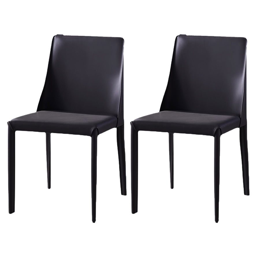Modern Saddle Chair with Metal Base 32"H Leather Dining Chair for Restaurant Black 2 Piece Set Clearhalo ' kitchen&dining_furn' 'Dining Chairs' 'Dining Tables & Seating' 'dining_chair' 'furn' 'furn_dining_chair' 'Furniture' 'furniture_dining_chair' 'Kitchen & Dining Furniture' 'kitchen' 3541349