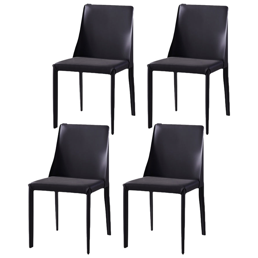 Modern Saddle Chair with Metal Base 32"H Leather Dining Chair for Restaurant Black 4 Piece Set Clearhalo ' kitchen&dining_furn' 'Dining Chairs' 'Dining Tables & Seating' 'dining_chair' 'furn' 'furn_dining_chair' 'Furniture' 'furniture_dining_chair' 'Kitchen & Dining Furniture' 'kitchen' 3541350