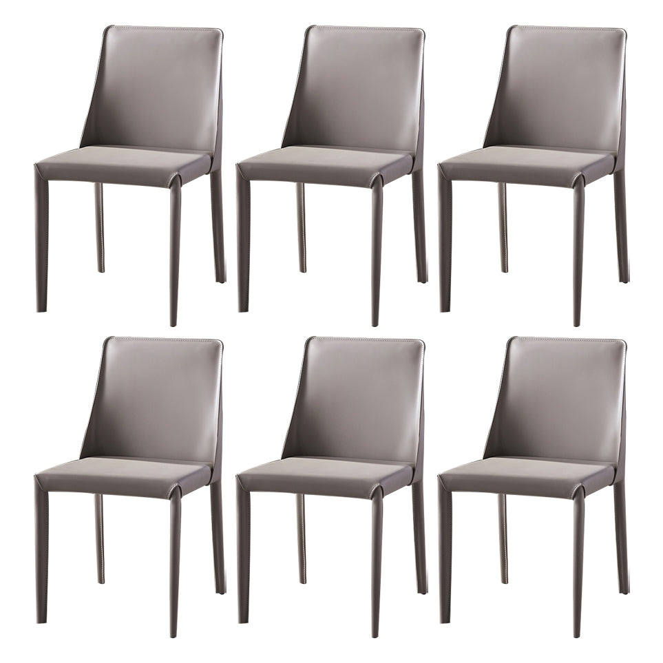 Modern Saddle Chair with Metal Base 32"H Leather Dining Chair for Restaurant Grey 6 Piece Set Clearhalo ' kitchen&dining_furn' 'Dining Chairs' 'Dining Tables & Seating' 'dining_chair' 'furn' 'furn_dining_chair' 'Furniture' 'furniture_dining_chair' 'Kitchen & Dining Furniture' 'kitchen' 3541359