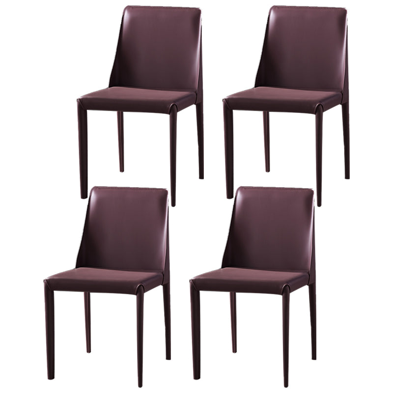 Modern Saddle Chair with Metal Base 32"H Leather Dining Chair for Restaurant Purple 4 Piece Set Clearhalo ' kitchen&dining_furn' 'Dining Chairs' 'Dining Tables & Seating' 'dining_chair' 'furn' 'furn_dining_chair' 'Furniture' 'furniture_dining_chair' 'Kitchen & Dining Furniture' 'kitchen' 3541373