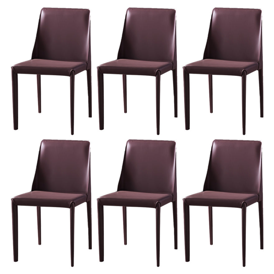 Modern Saddle Chair with Metal Base 32"H Leather Dining Chair for Restaurant Purple 6 Piece Set Clearhalo ' kitchen&dining_furn' 'Dining Chairs' 'Dining Tables & Seating' 'dining_chair' 'furn' 'furn_dining_chair' 'Furniture' 'furniture_dining_chair' 'Kitchen & Dining Furniture' 'kitchen' 3541374