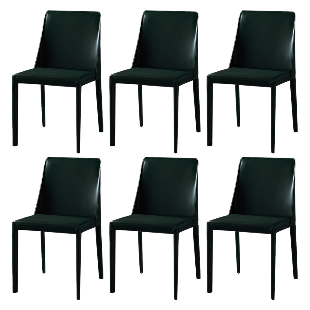 Modern Saddle Chair with Metal Base 32"H Leather Dining Chair for Restaurant Blackish Green 6 Piece Set Clearhalo ' kitchen&dining_furn' 'Dining Chairs' 'Dining Tables & Seating' 'dining_chair' 'furn' 'furn_dining_chair' 'Furniture' 'furniture_dining_chair' 'Kitchen & Dining Furniture' 'kitchen' 3541377