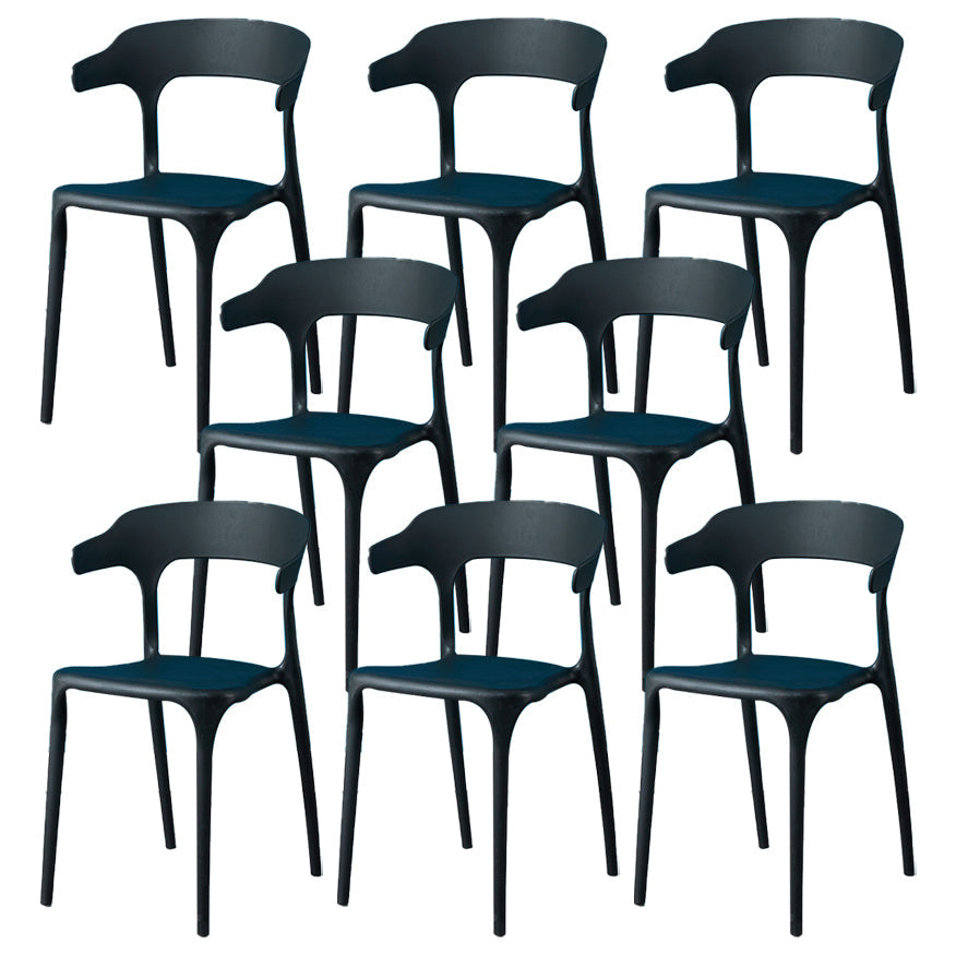 Glam Plastic Side Chair Matte Finish Open Back Dining Chair for Dinning Room Black 8 Piece Set Clearhalo ' kitchen&dining_furn' 'Dining Chairs' 'Dining Tables & Seating' 'dining_chair' 'furn' 'furn_dining_chair' 'Furniture' 'furniture_dining_chair' 'Kitchen & Dining Furniture' 'kitchen' 3541381