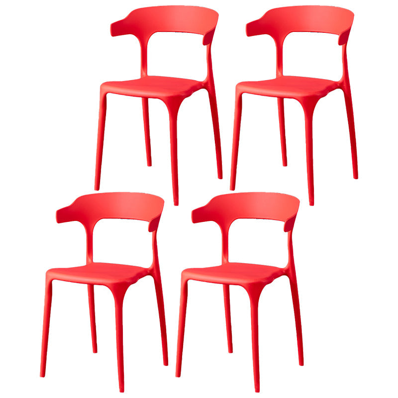 Glam Plastic Side Chair Matte Finish Open Back Dining Chair for Dinning Room Red 4 Piece Set Clearhalo ' kitchen&dining_furn' 'Dining Chairs' 'Dining Tables & Seating' 'dining_chair' 'furn' 'furn_dining_chair' 'Furniture' 'furniture_dining_chair' 'Kitchen & Dining Furniture' 'kitchen' 3541394